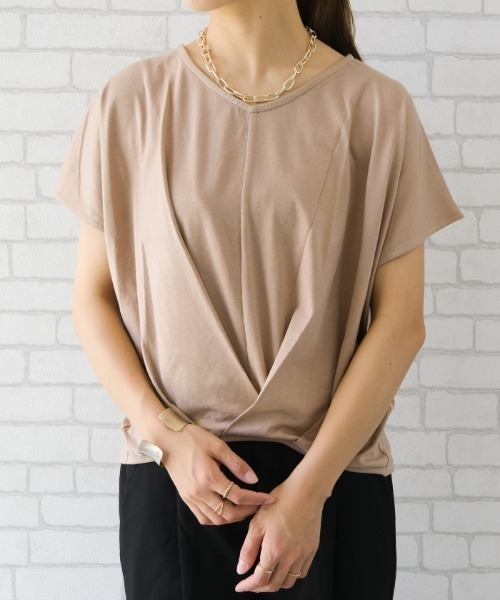 aquagarage(アクアガレージ)の「フロント裾タックドルマントップス(Tシャツ/カットソー・レディース・ミント/ブルー/ブラック/チャコール/ライトグレー/ホワイト/モカ・L/M/LL)」の5枚目の写真