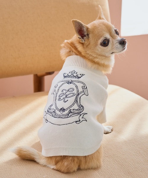 セール】【DOG】スエットライク刺繍ニット/リンクコーデ（ペットウェア