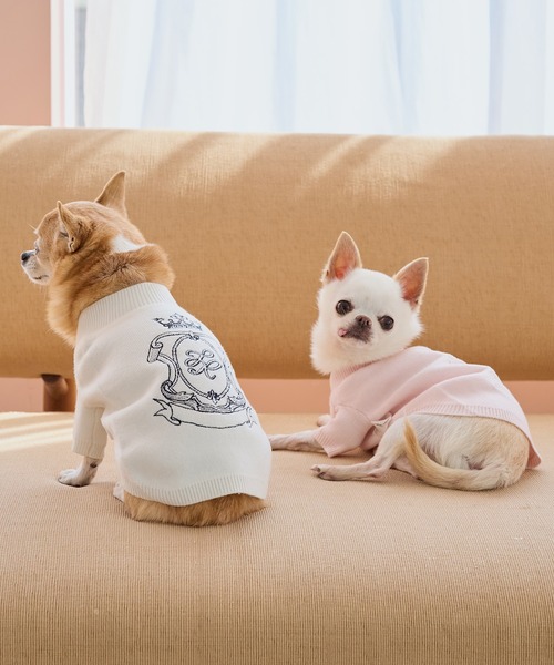 セール】【DOG】スエットライク刺繍ニット/リンクコーデ（ペットウェア