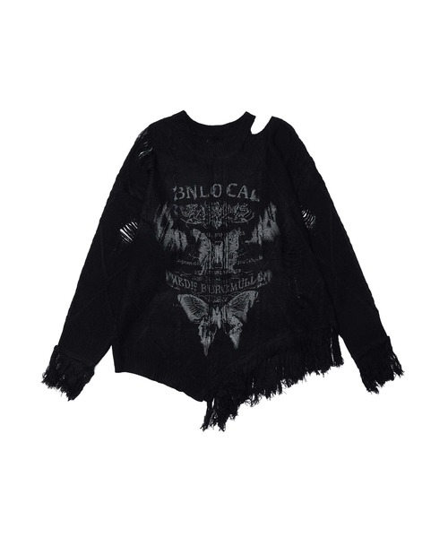 HOOK(フック)の「【HOOK】for girls アシンメトリーバタフライフリンジカットソー(Tシャツ/カットソー・レディース・ブルー/ブラック/ベージュ・SMALL/MEDIUM)」の22枚目の写真