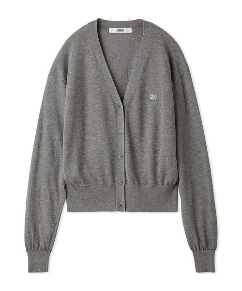 FURFUR（ファーファー）の「ロゴ刺繍Vネックカーディガン（カーディガン/ボレロ・レディース・ブラック/グレー/ピンク/ターコイズブルー・FREE）」の2枚目の写真