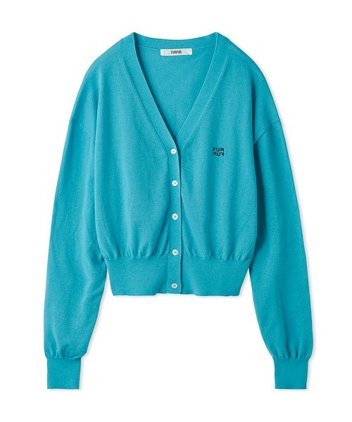 FURFUR（ファーファー）の「ロゴ刺繍Vネックカーディガン（カーディガン/ボレロ・レディース・ブラック/グレー/ピンク/ターコイズブルー・FREE）」の3枚目の写真