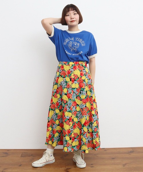 CHILD WOMAN（チャイルドウーマン）の「フルーツ柄 レーヨンエットスカート（スカート・レディース・ブラック・38/36）」の20枚目の写真