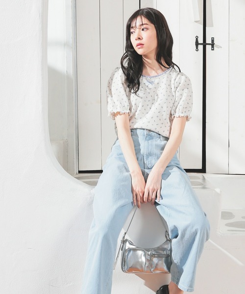 Honeys（ハニーズ）の「レース付ワッフルトップス（Tシャツ/カットソー・レディース・ベージュ系その他/レッド/ホワイト/ホワイト系その他/ブラック・M/L/S）」の9枚目の写真