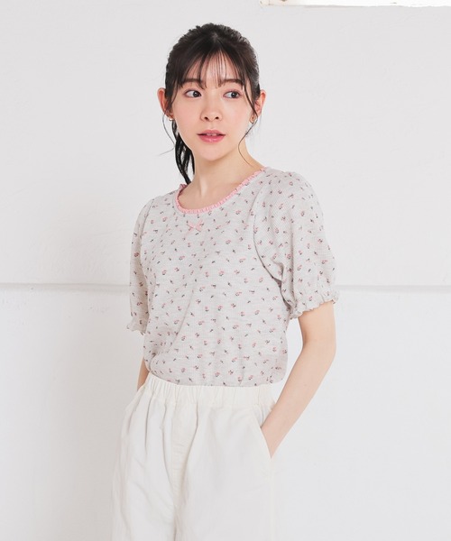 Honeys（ハニーズ）の「レース付ワッフルトップス（Tシャツ/カットソー・レディース・ベージュ系その他/レッド/ホワイト/ホワイト系その他/ブラック・M/L/S）」の13枚目の写真