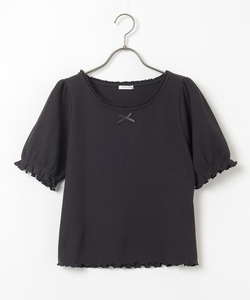 Honeys（ハニーズ）の「レース付ワッフルトップス（Tシャツ/カットソー・レディース・ベージュ系その他/レッド/ホワイト/ホワイト系その他/ブラック・M/L/S）」の16枚目の写真