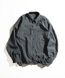 アドーア メッシュレイヤードシアサッカーブラウス チェック 黒系 38 アドーア メッシュレイヤードシアサッカーブラウス チェック 黒