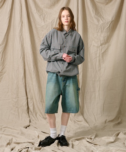 関税送料込♪GANN/シアサッカー チェックシャツドレス SEERSUCKER LS CHECK SHIRT / シアサッカーLSチェックシャツ