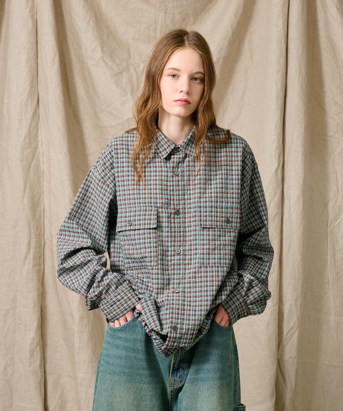 WETTEMPT(ウィテンプト)の「SEERSUCKER LS CHECK SHIRT / シアサッカーLSチェックシャツ(シャツ/ブラウス・メンズ・オフホワイト/ネイビー/ブラウン/オレンジ/ブラック・LARGE/SMALL/MEDIUM)」の8枚目の写真