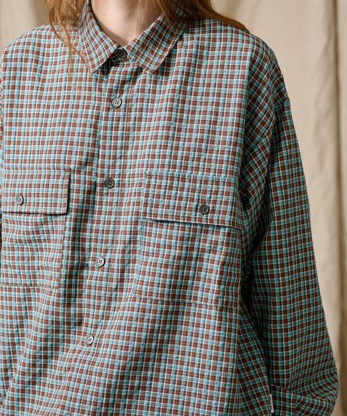 WETTEMPT(ウィテンプト)の「SEERSUCKER LS CHECK SHIRT / シアサッカーLSチェックシャツ(シャツ/ブラウス・メンズ・オフホワイト/ネイビー/ブラウン/オレンジ/ブラック・LARGE/SMALL/MEDIUM)」の21枚目の写真