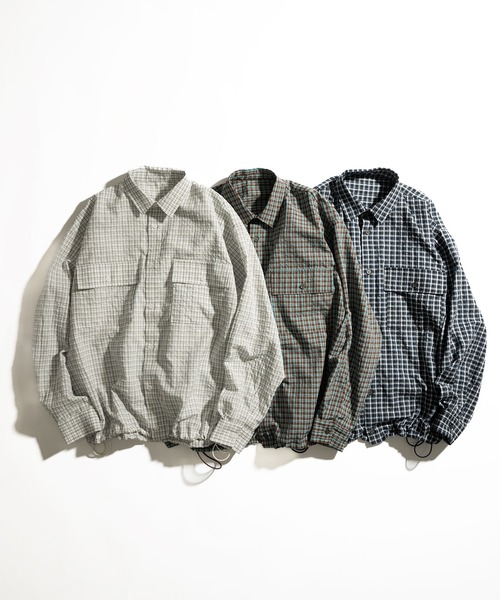 WETTEMPT シアサッカーLSチェックシャツ　ホワイト　ネイビー　Mサイズ SEERSUCKER LS CHECK SHIRT / シアサッカーLSチェックシャツ