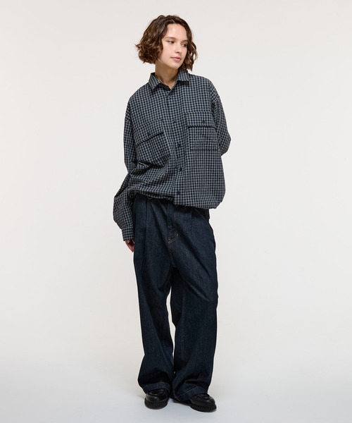 SEERSUCKER LS CHECK SHIRT / シアサッカーLSチェックシャツ