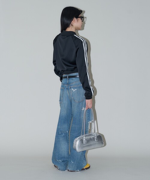 adidas（アディダス）の「adidas/アディダス アディカラー サテン トラックトップ　限定展開（カーディガン/ボレロ・レディース・ブラック・LARGE/MEDIUM）」の9枚目の写真