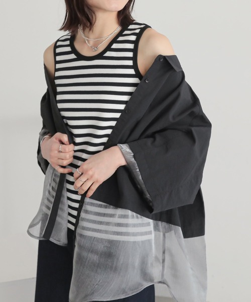 n'OrLABEL（ノアールレーベル）の「『リブタンクトップ』（タンクトップ・レディース・ブラック系その他/杢グレー/ブルー/ブラック/アイボリー・2/1）」の3枚目の写真