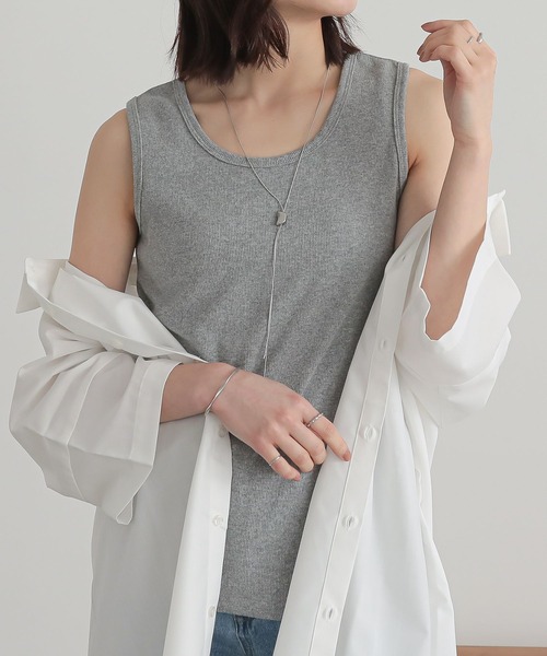 n'OrLABEL（ノアールレーベル）の「『リブタンクトップ』（タンクトップ・レディース・ブラック系その他/杢グレー/ブルー/ブラック/アイボリー・2/1）」の4枚目の写真