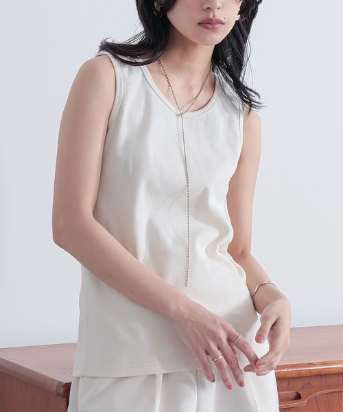 n'OrLABEL（ノアールレーベル）の「『リブタンクトップ』（タンクトップ・レディース・ブラック系その他/杢グレー/ブルー/ブラック/アイボリー・2/1）」の2枚目の写真