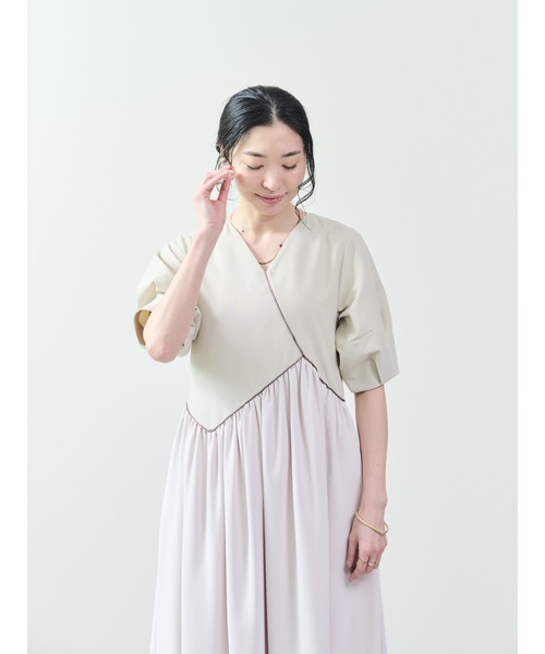 DOLLUPOOPS（ドールアップウップス）の「配色パイピングパネルフレアワンピース（ワンピース・レディース・ベージュ/ブラック・38）」の5枚目の写真