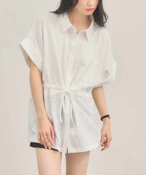 NEUNA(ヌナ)の「ウエストマークドロップブラウス(シャツ/ブラウス・レディース・サックスブルー/オフホワイト・FREE)」の2枚目の写真