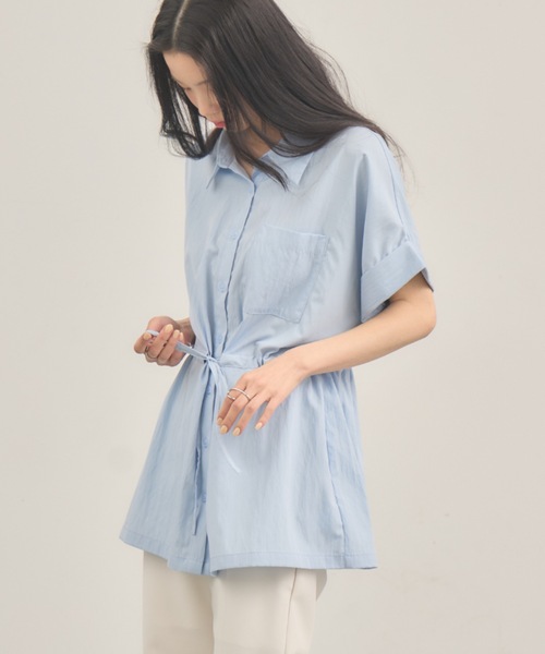 NEUNA(ヌナ)の「ウエストマークドロップブラウス(シャツ/ブラウス・レディース・サックスブルー/オフホワイト・FREE)」の6枚目の写真