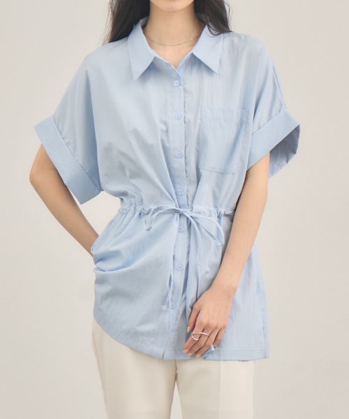 NEUNA(ヌナ)の「ウエストマークドロップブラウス(シャツ/ブラウス・レディース・サックスブルー/オフホワイト・FREE)」の3枚目の写真