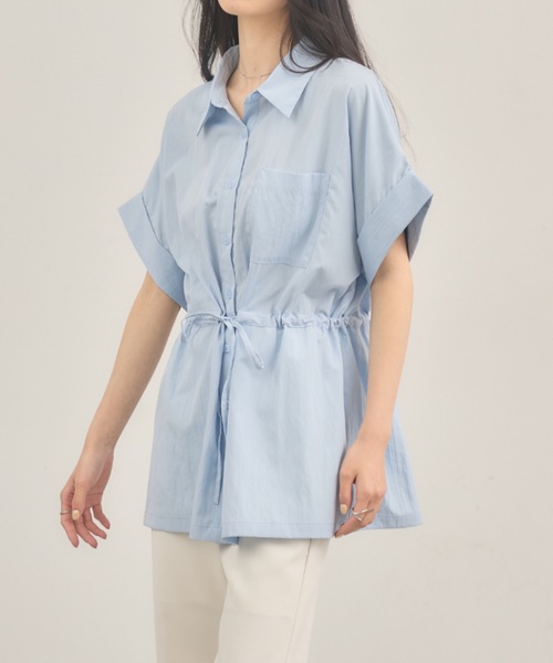 NEUNA(ヌナ)の「ウエストマークドロップブラウス(シャツ/ブラウス・レディース・サックスブルー/オフホワイト・FREE)」の4枚目の写真