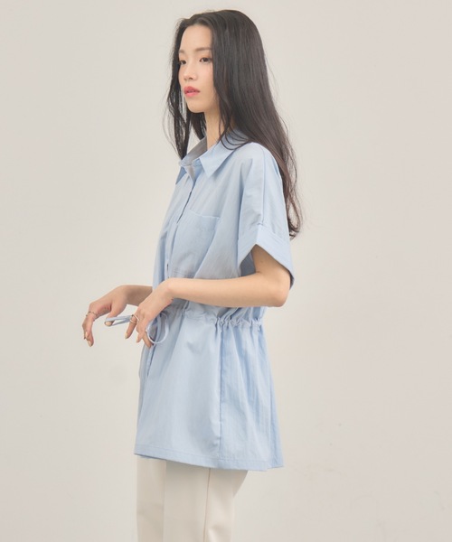 NEUNA(ヌナ)の「ウエストマークドロップブラウス(シャツ/ブラウス・レディース・サックスブルー/オフホワイト・FREE)」の9枚目の写真