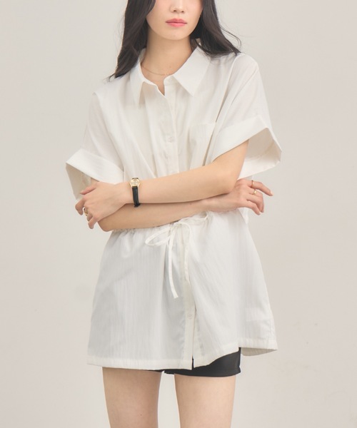 NEUNA(ヌナ)の「ウエストマークドロップブラウス(シャツ/ブラウス・レディース・サックスブルー/オフホワイト・FREE)」の13枚目の写真