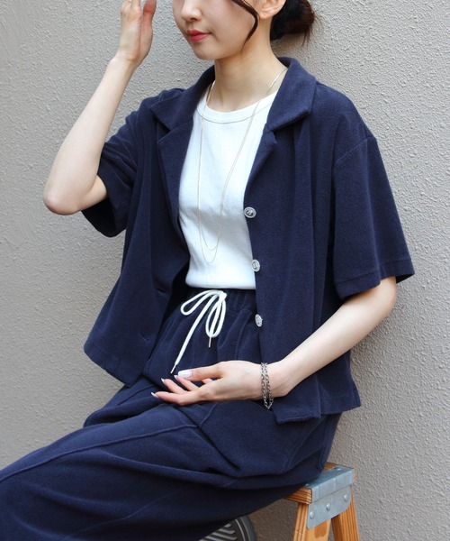THE SHINZONE（ザ　シンゾーン）の「THE SHINZONE/シンゾーン　パイルオープンカラーシャツ　PILE OPEN COLLAR SHIRT　25MMSCU03（シャツ/ブラウス・レディース・ネイビー/ナチュラル・FREE）」の9枚目の写真