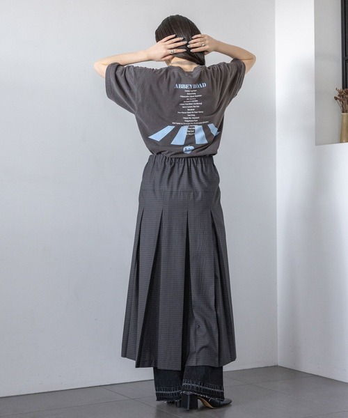 RAGEBLUE（レイジブルー）の「Wベルト/チェックプリーツミディスカート（スカート・レディース・グレー/グリーン/ブルー・FREE）」の7枚目の写真