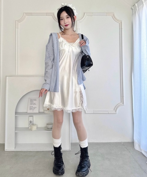 Loueme(ルエム)の「スリットレースランジェリーキャミワンピース(ワンピース・レディース・ホワイト/ブラック/ピンク・FREE)」の18枚目の写真