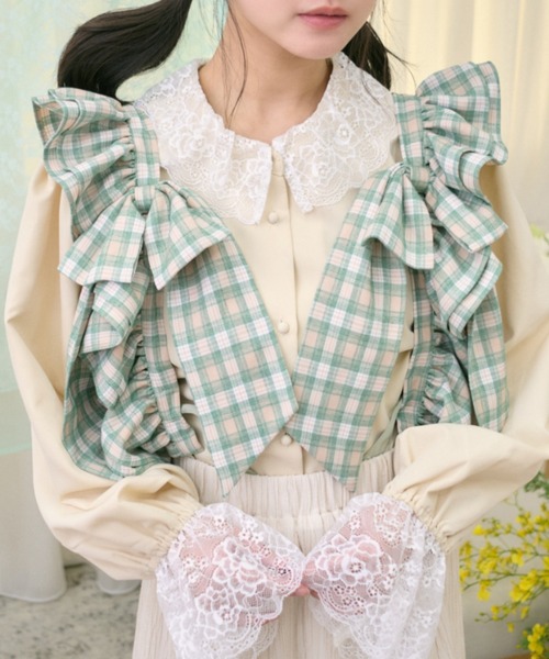 kutir（クティール）の「【クティールとレトロ】SET着用可　2WAYフリルリボンハーネス（その他トップス・レディース・グリーン/アイボリー/ブルー/ベージュ/ブルー系その他/ブラック/パープル/オレンジ/レッド/ダークグリーン・FREE）」の6枚目の写真