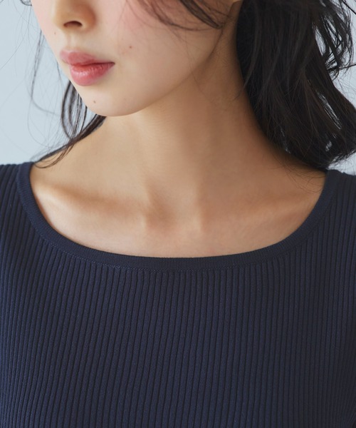 RUIRUE BOUTIQUE（ルイルエブティック）の「洗える ストレッチ ｜ リブニット & ギャザースカート コンビワンピース ｜ レディース おしゃれ きれいめ 半袖 無地 オフィスカジュアル 通勤服 ニットワンピース（ワンピース・レディース・ネイビー/グレー/ブラック・M/S/LL/L）」の20枚目の写真
