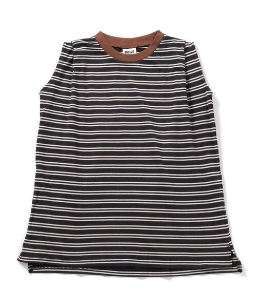 BREEZE(ブリーズ)の「【WEB限定/ジュニア対応】ボーダーワンピース(ワンピース・キッズ・オレンジ/パープル/ミント/ピンク/ブラック・90/100/80/140/110/130/120)」の1枚目の写真
