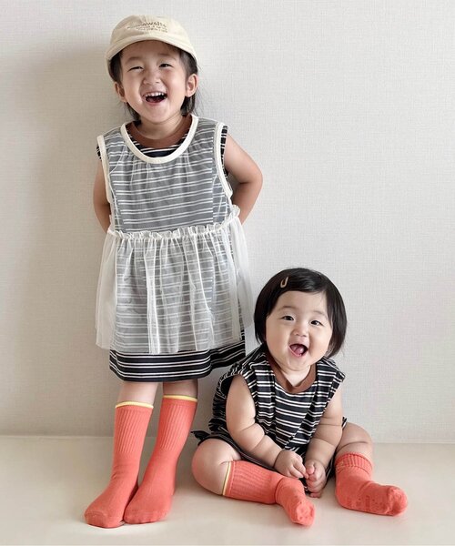 BREEZE(ブリーズ)の「【WEB限定/ジュニア対応】ボーダーワンピース(ワンピース・キッズ・オレンジ/パープル/ミント/ピンク/ブラック・90/100/80/140/110/130/120)」の10枚目の写真