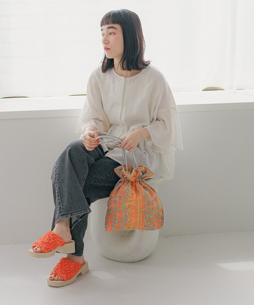 niko and...(ニコアンド)の「オリジナルリボンレーストートバッグ(トートバッグ・レディース・オレンジ/アイボリー/グリーン・0)」の12枚目の写真