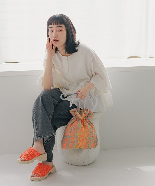 niko and...(ニコアンド)の「オリジナルリボンレーストートバッグ(トートバッグ・レディース・オレンジ/アイボリー/グリーン・0)」の13枚目の写真
