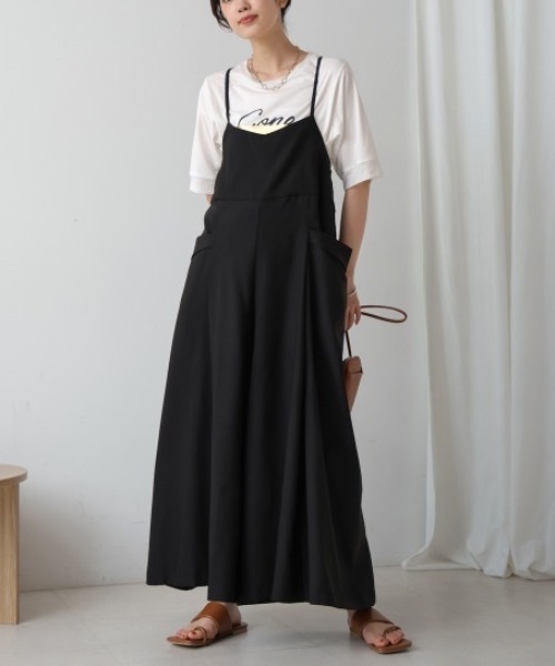 Bou Jeloud（ブージュルード）の「キャミタックサロペット（サロペット/オーバーオール・レディース・ブラック/ベージュ・MEDIUM）」の2枚目の写真