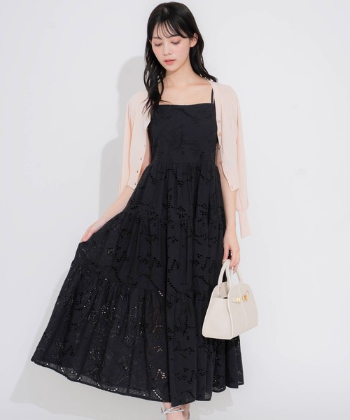 NOELA（ノエラ）の「【15周年】エンブロイダリーレースキャミワンピ（ワンピース・レディース・オフホワイト/ブラック/サックスブルー・S/M）」の2枚目の写真