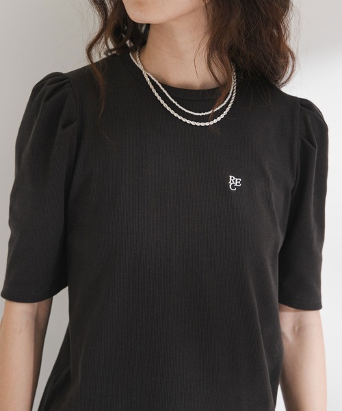 【RoseFrantz】Lace Line Puff T-shirt パフスリーブ Tシャツ Lace Line Puff T-shirt [Black] - 로제프란츠