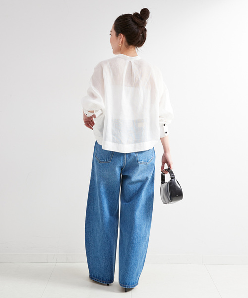 B.C STOCK(ベーセーストック)の「《追加》手洗い可 / パナマラミーシャツ(シャツ/ブラウス・レディース・ホワイト/ネイビー/イエロー/ライトグリーン・FREE)」の8枚目の写真