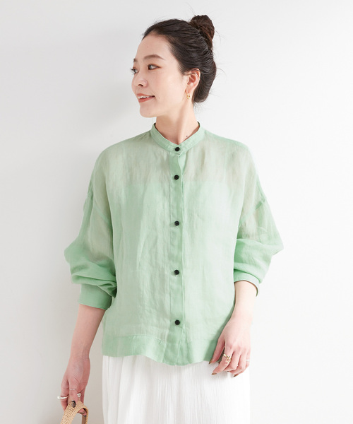 B.C STOCK(ベーセーストック)の「《追加》手洗い可 / パナマラミーシャツ(シャツ/ブラウス・レディース・ホワイト/ネイビー/イエロー/ライトグリーン・FREE)」の16枚目の写真