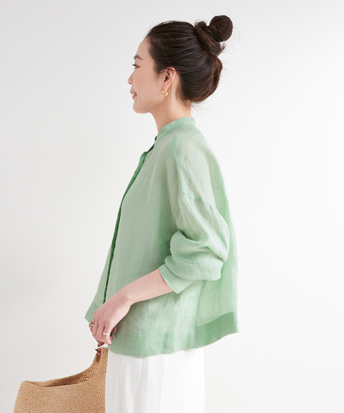 B.C STOCK(ベーセーストック)の「《追加》手洗い可 / パナマラミーシャツ(シャツ/ブラウス・レディース・ホワイト/ネイビー/イエロー/ライトグリーン・FREE)」の17枚目の写真