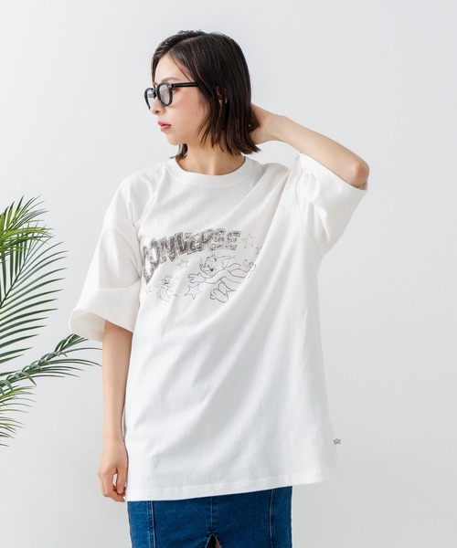 CONVERSE(コンバース)の「【CONVERSE/コンバース】×【TOM AND JERRY/トムとジェリー】ブランドロゴ プリント オーバーサイズ Tシャツ(Tシャツ/カットソー・レディース・ブラック/ホワイト・LARGE/MEDIUM)」の6枚目の写真