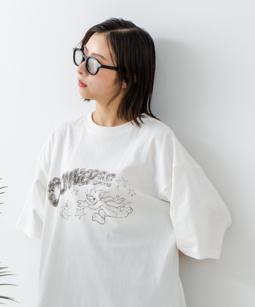 CONVERSE(コンバース)の「【CONVERSE/コンバース】×【TOM AND JERRY/トムとジェリー】ブランドロゴ プリント オーバーサイズ Tシャツ(Tシャツ/カットソー・レディース・ブラック/ホワイト・LARGE/MEDIUM)」の7枚目の写真