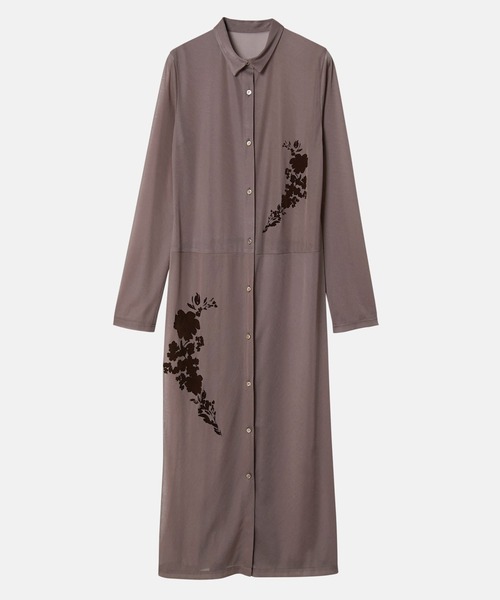 LE CIEL BLEU(ルシェルブルー)の「シアーシャツドレスwフロッキーフラワー / Sheer Shirt Dress w/Flocked Flower(ワンピース・レディース・ブラック/ライトグリーン/ブラウン・38/36)」の13枚目の写真