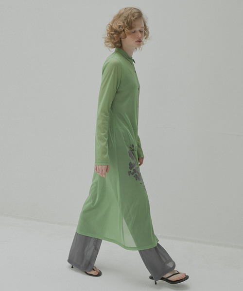 LE CIEL BLEU(ルシェルブルー)の「シアーシャツドレスwフロッキーフラワー / Sheer Shirt Dress w/Flocked Flower(ワンピース・レディース・ブラック/ライトグリーン/ブラウン・38/36)」の19枚目の写真