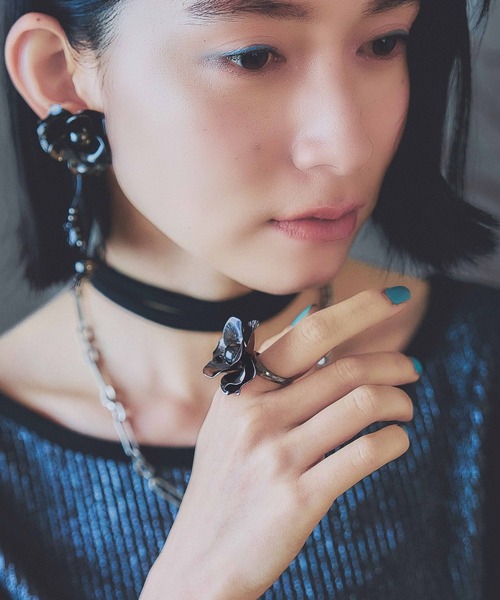 HARE(ハレ)の「ビッグフラワーリング(HARE)(リング・レディース・ブラック/シルバー・FREE)」の10枚目の写真