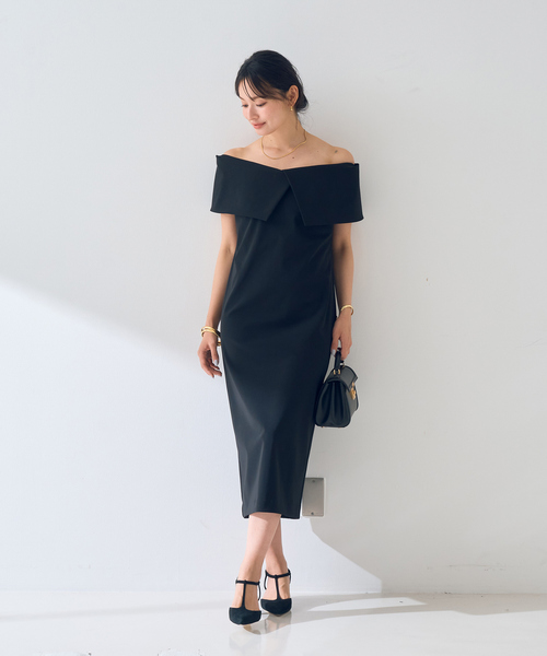 Rouge vif(ルージュヴィフ)の「【撥水】大衿トリコットワンピース(ワンピース・レディース・ブラウン/ブラック・フリー)」の3枚目の写真