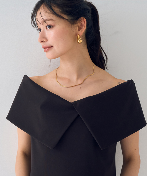 Rouge vif(ルージュヴィフ)の「【撥水】大衿トリコットワンピース(ワンピース・レディース・ブラウン/ブラック・フリー)」の14枚目の写真
