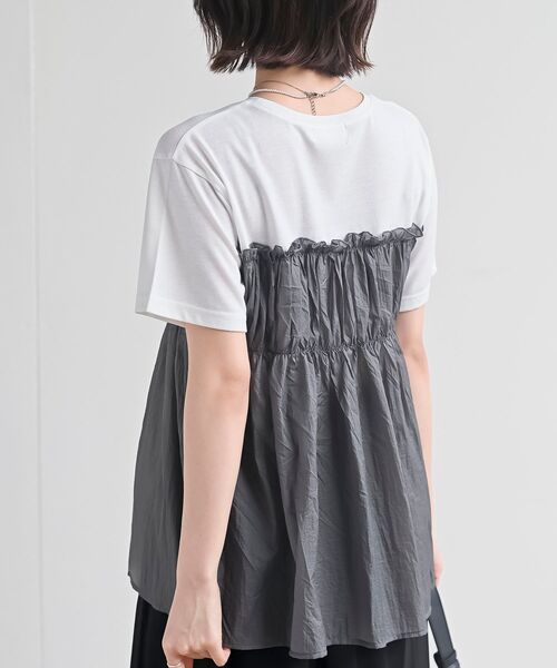 rps（アールピーエス）の「異素材ドッキングＴ（Tシャツ/カットソー・レディース・カーキ/ブラック/グレー/オフホワイト・フリー）」の19枚目の写真